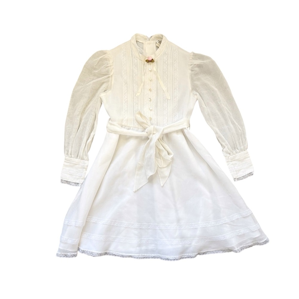 Vintage 70s Prairie Cottagecore Edwardian Dress Girls 8-10
